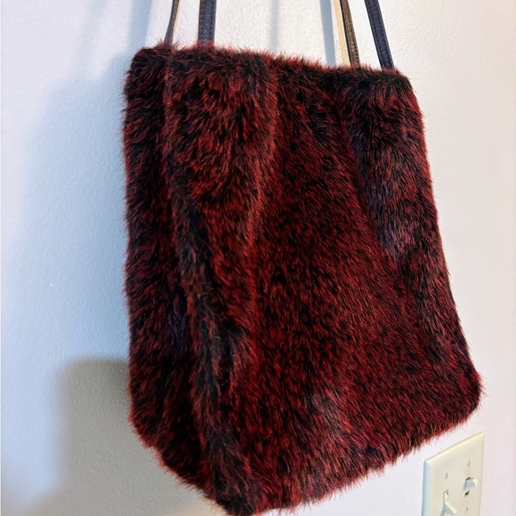 Caterina Lucci Italy Vintage Faux Fur Handbag Purse w/ Leather Straps - Picture 3 of 6